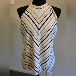 White House Black Market Striped Halter Neck Women's Top